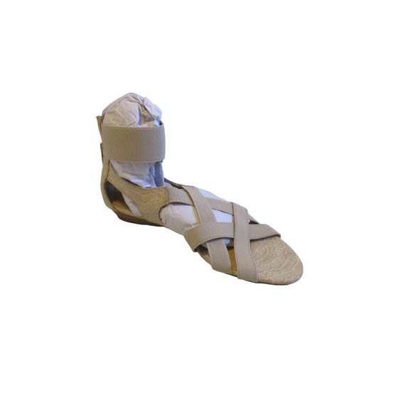 CL by Laundry Shoes - CL by Laundry Beige Taupe Low Gladiator Faux Lizard Zip Sandals - NWOB